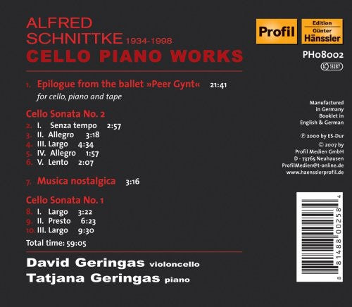 

CD диск Schnittke / Geringas, David & Tatjana: Epiloge from the Ballet / Cello Sonata