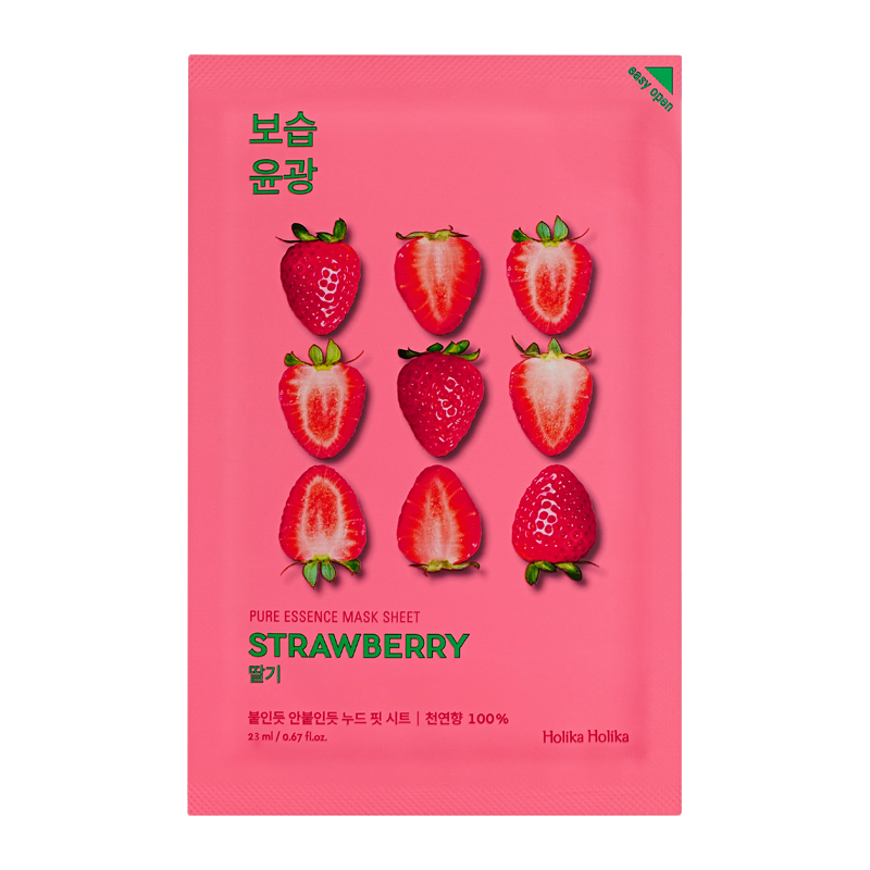 

Освежающая тканевая маска с экстрактом клубники pure essence mask sheet - strawberry Holika Holika, количество 1 шт.