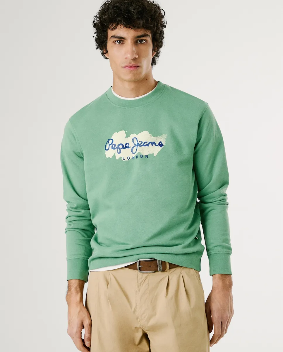 

Мужская толстовка с круглым вырезом и принтом логотипа Pepe Jeans, зеленый