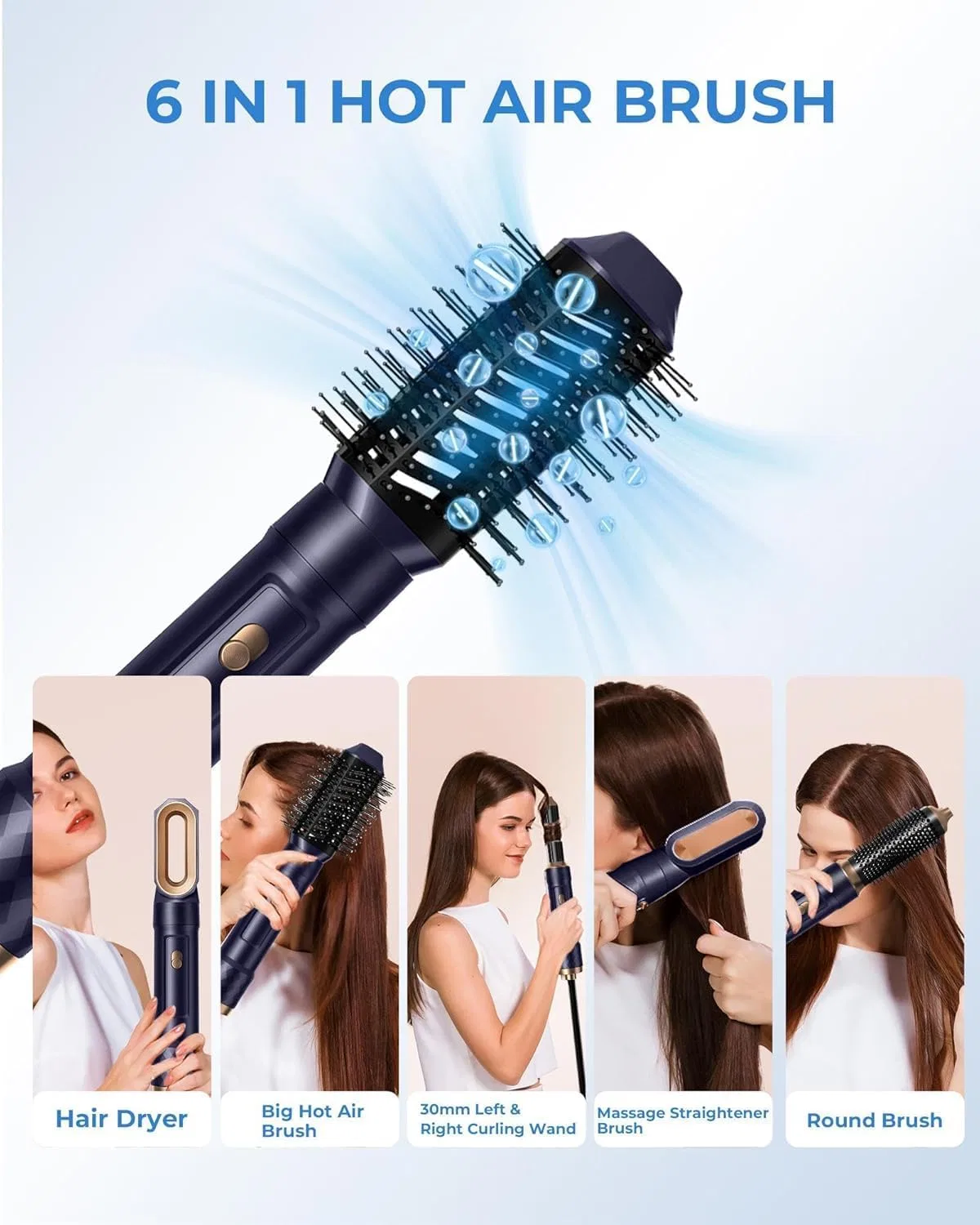 Набор для укладки волос Hairstyler 6-в-1 Pro с феном и стайлером Umiga, Blue — фото 2