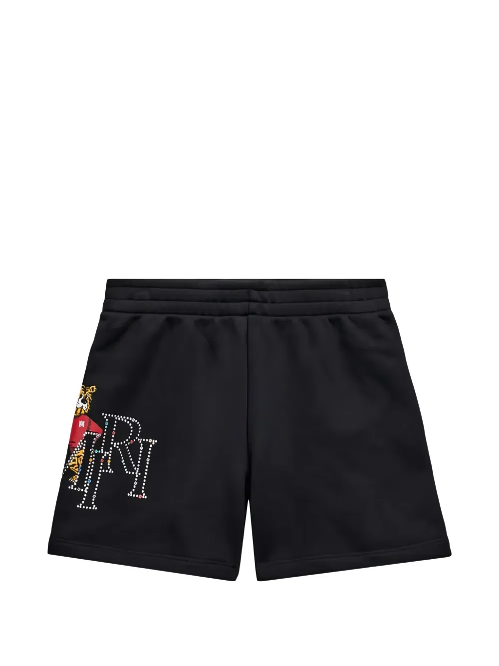 Шорты с логотипом, украшенным стразами Amiri Kids, черный
