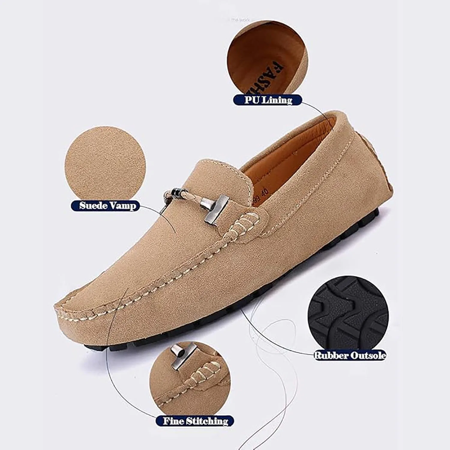 Лоферы мужские повседневные классические мокасины, Royal Blue DAO-UPPSE — фото 3