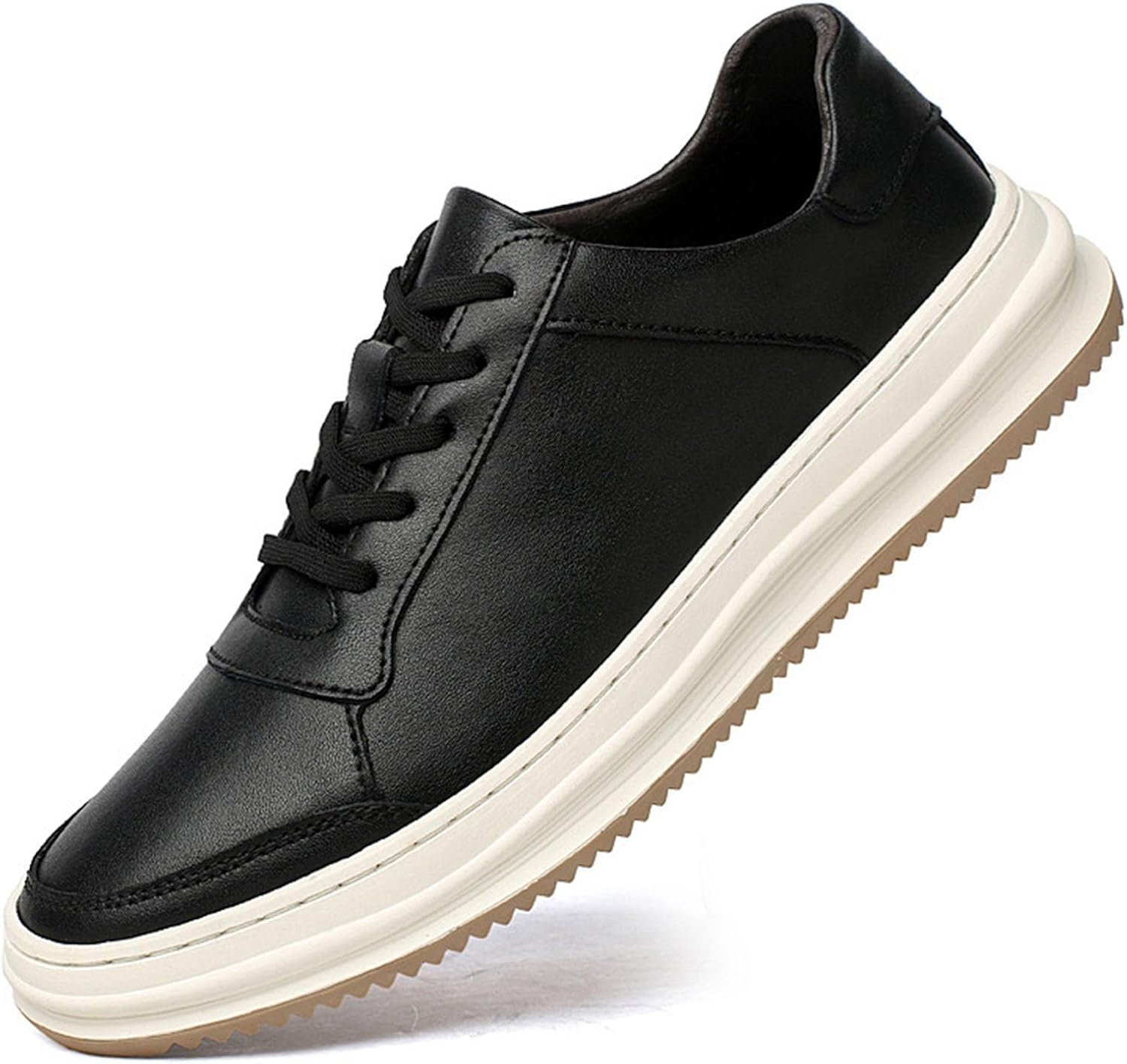 

Мужские модные кожаные повседневные кроссовки Oxford с классическим дизайном, мягкие, на шнуровке, противоскользящие, удобные для ходьбы, кожаные кроссовки с поддержкой свода стопы Vannida, черный