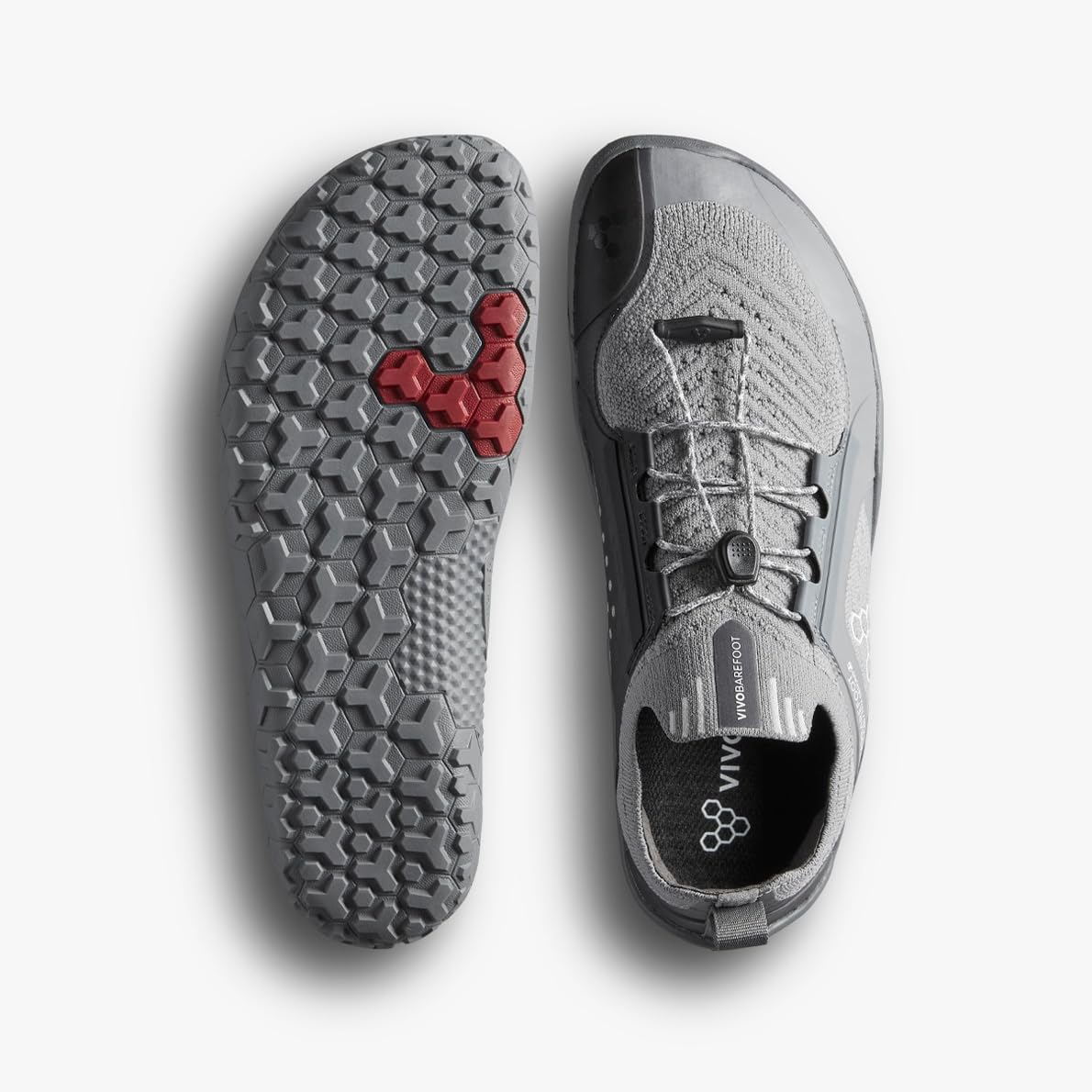 Мужские дышащие внедорожные кроссовки Vivobarefoot Primus Trail Knit FG с подошвой для твердого грунта, предназначенные для езды, серый — фото 3