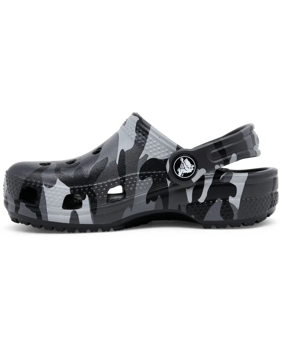 Детские камуфляжные классические сабо от Finish Line Crocs, серый/черный — фото 3