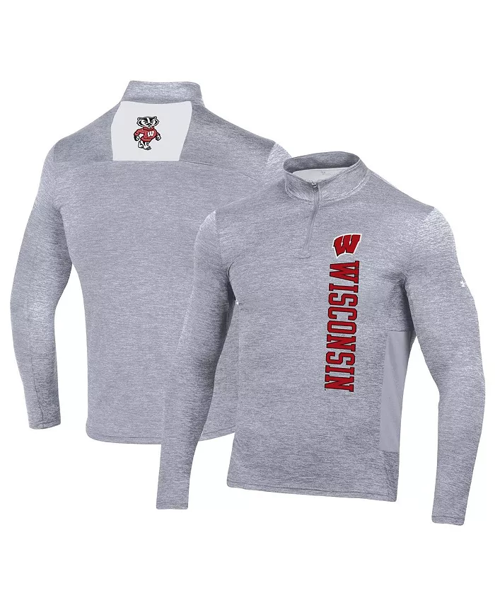

Мужская толстовка с четверть-молнией Heather Gray Wisconsin Badgers Gameday Twist Under Armour