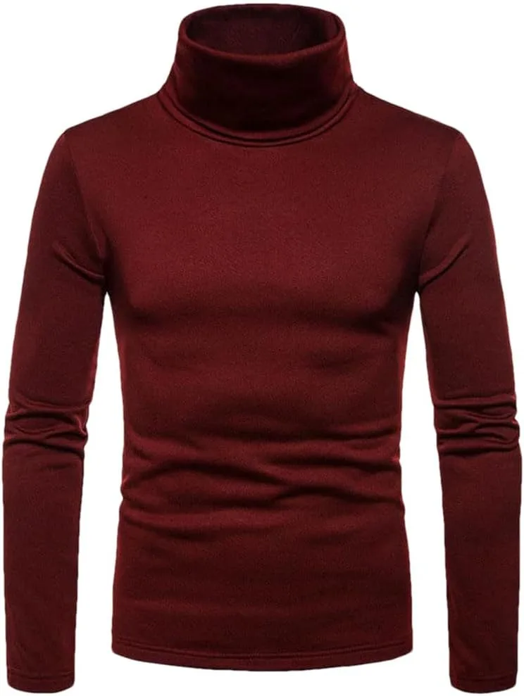 

Мужской свитер с высоким воротником, красный, вязаный