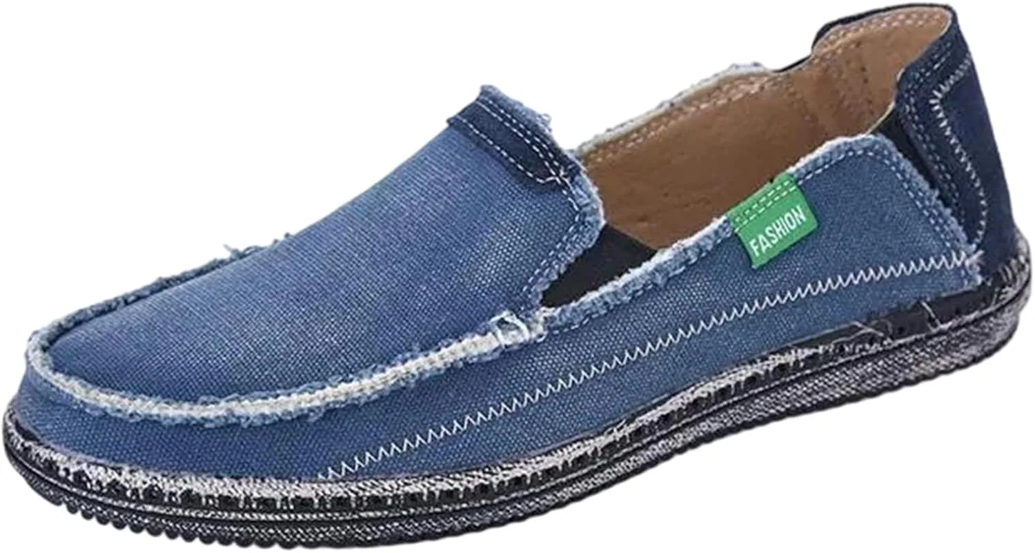 Лоферы повседневные, Distressed, Men's Canvas Slip On Loafers, синий Adhdyuud
