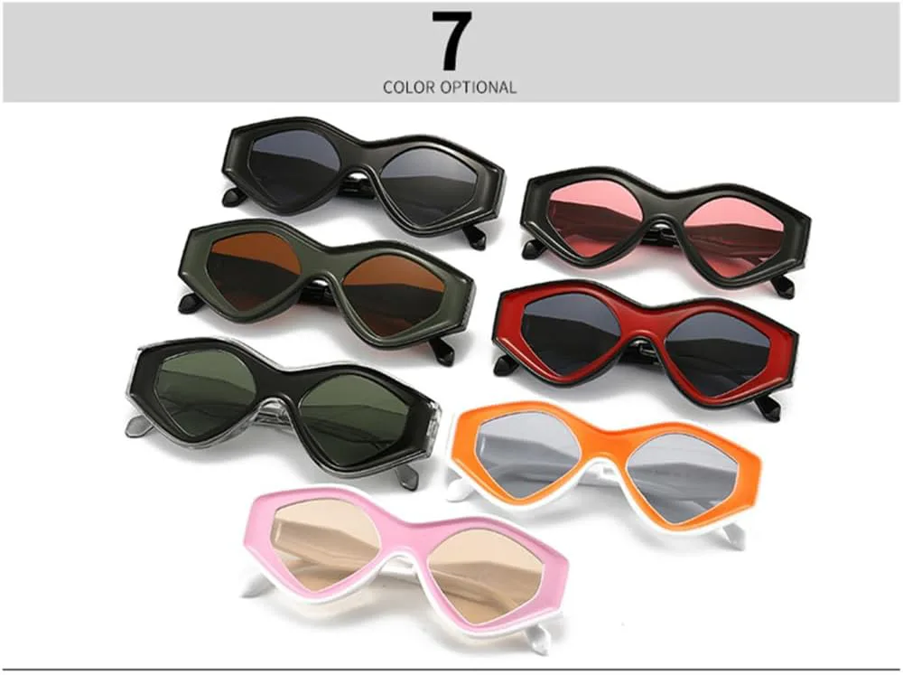 

Панк-солнцезащитные очки для женщин, маленькие очки в форме кошки, треугольные ромбовидные очки для мужчин, защита от ультрафиолета UV400 LANGSER, Black Green