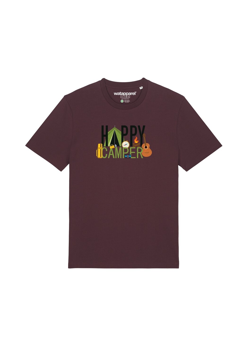 

Футболка с принтом HAPPY CAMPER watapparel, темно-красный