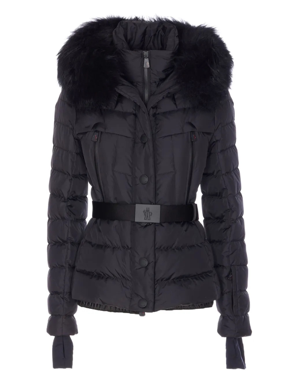 

Стеганая куртка Beverley с капюшоном из меха Moncler Grenoble, черный
