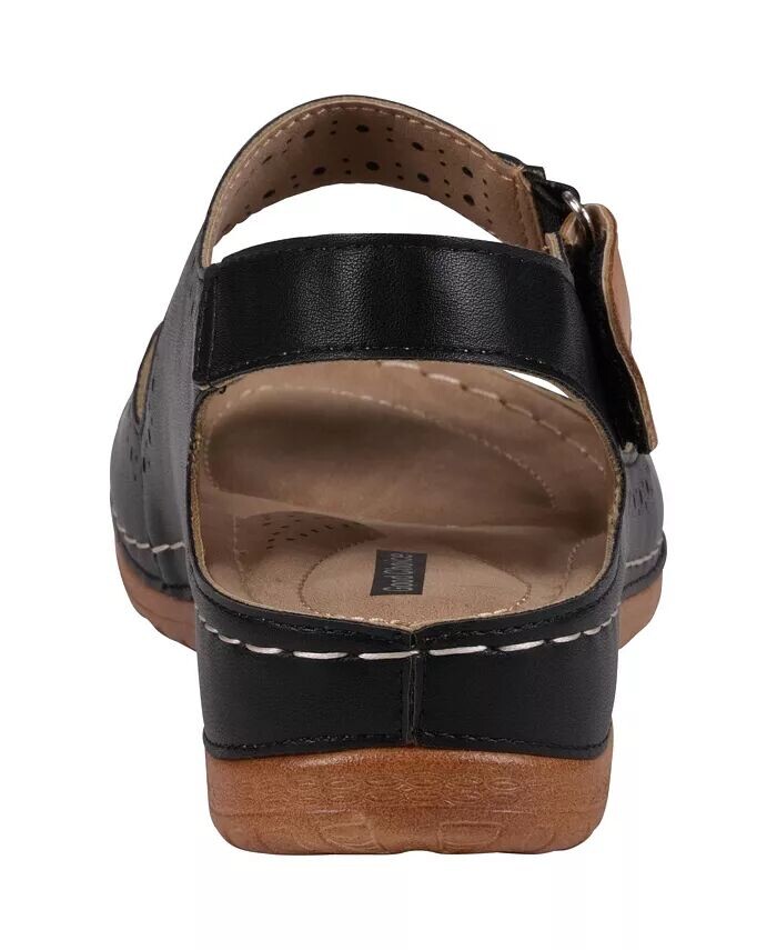 Женские сандалии на плоской подошве с перфорацией и двойной полосой Foster GC Shoes, черный — фото 3