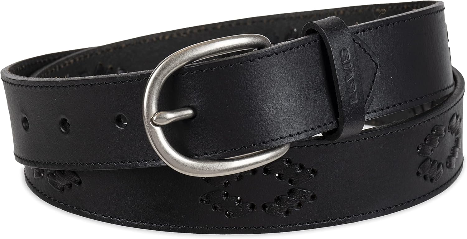 

Женские ремни Levi's в стиле вестерн для джинсов, брюк и платьев, Black Lace