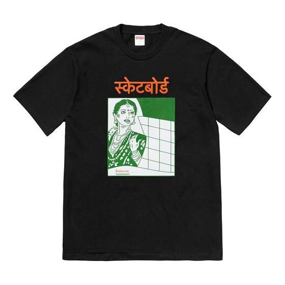 

Футболка fw18 bombay tee black character printing short sleeve Supreme, черный