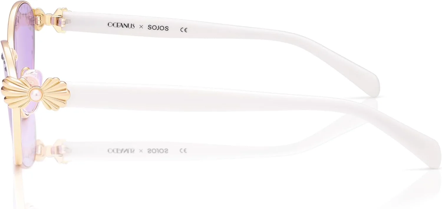 

Солнцезащитные очки SOJOS Acetate Cat Eye Limited Edition для женщин, украшенные стразами и жемчугом, винтажные дизайнерские солнцезащитные очки, Darling, Gold/Purple