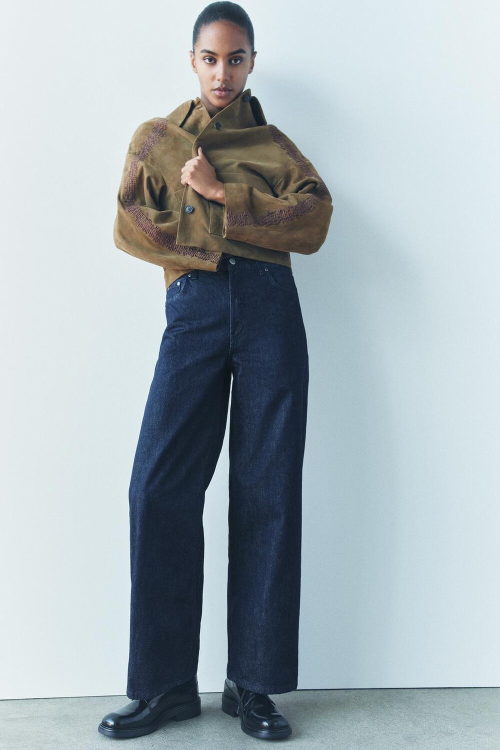 

Мешковатые джинсы со средней талией ZARA, синий