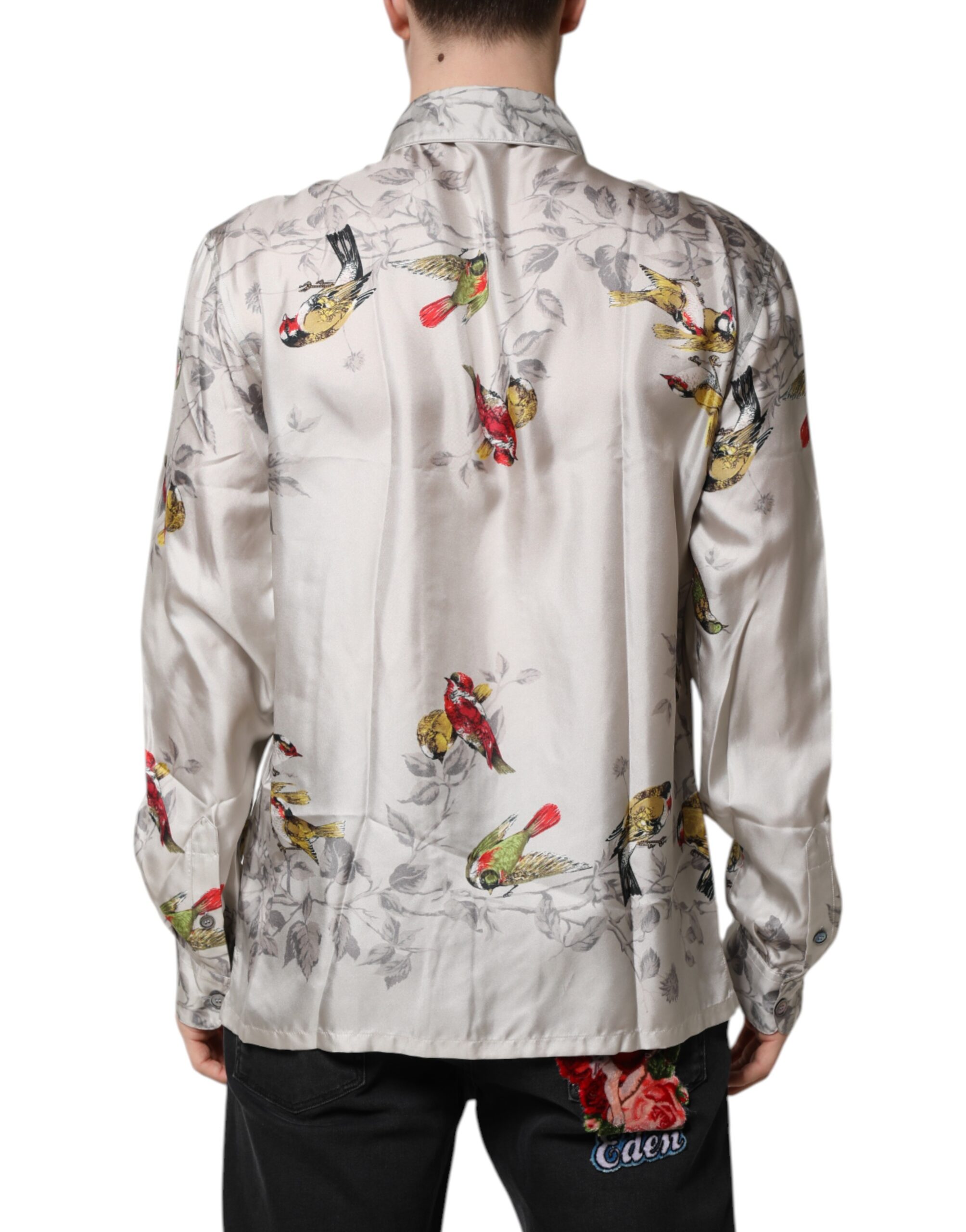 Рубашка на пуговицах с разноцветным шелковым принтом Dolce & Gabbana, Multicolor — фото 3