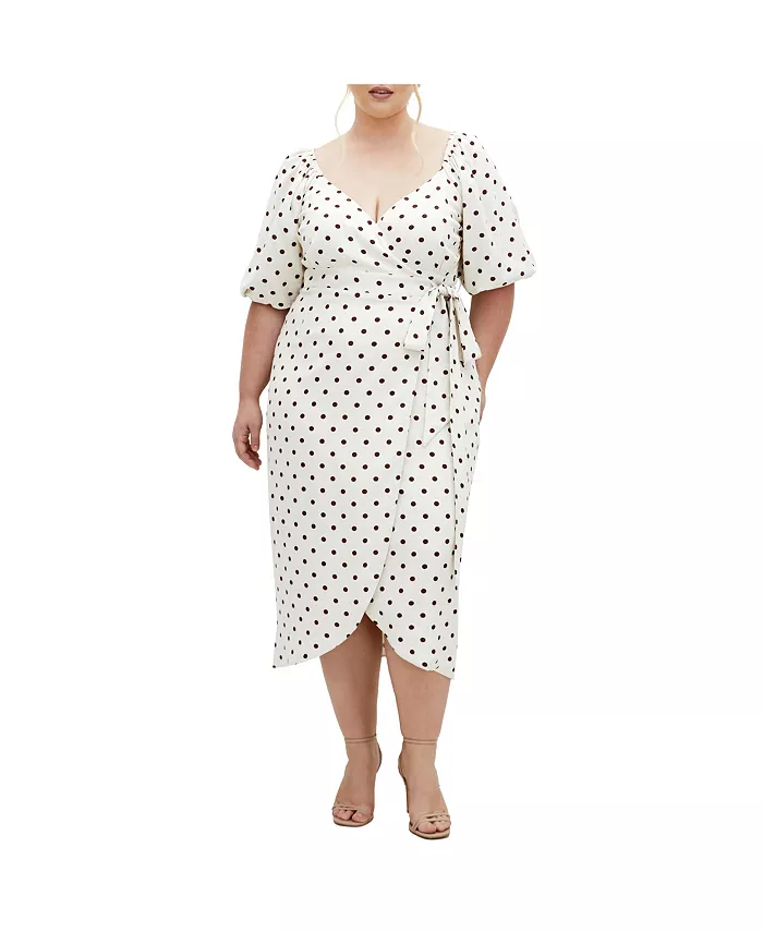 

Платье Claudine Print из 100% льна больших размеров CITY CHIC, слоновая кость/кремовый