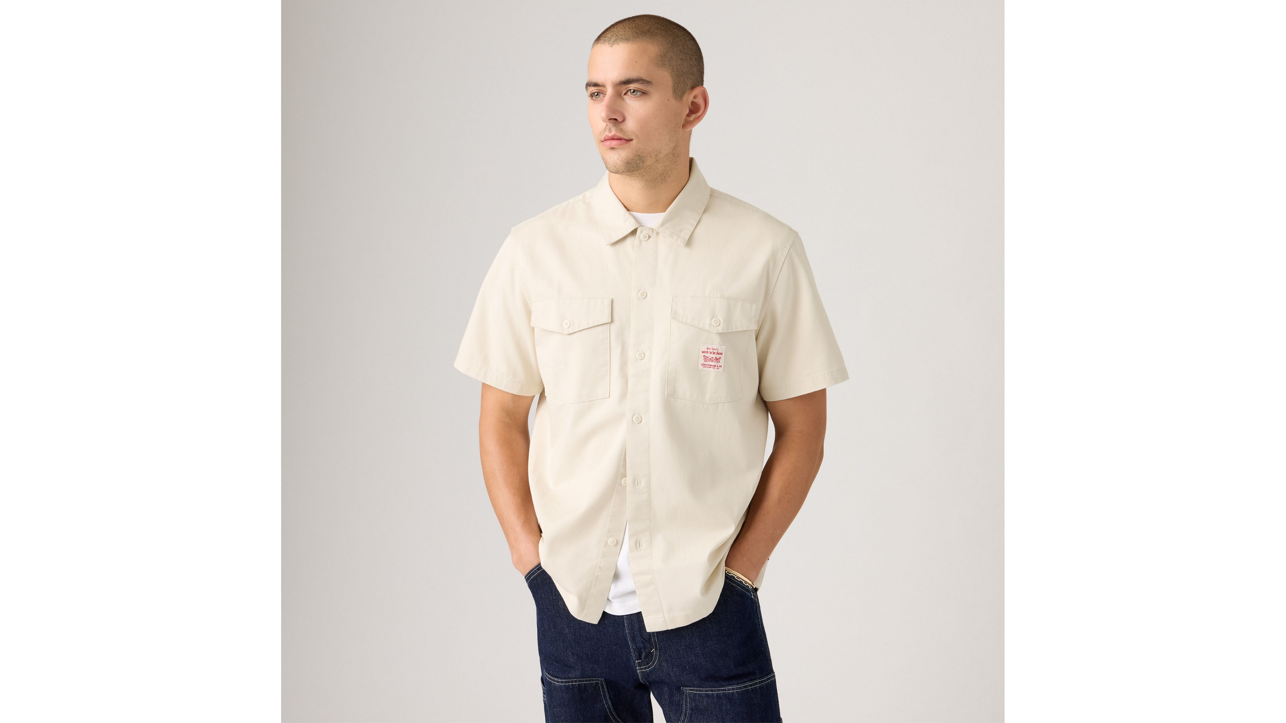 

Рубашка рабочая с коротким рукавом Levi's, Silver Birch - White