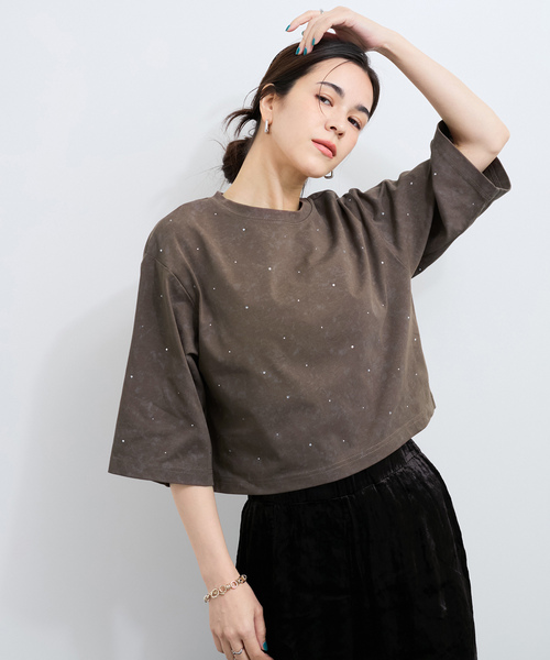 

Футболка с декором стразами LE CERCLE par rope', коричневый