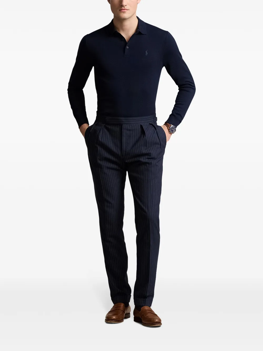 Шерстяная рубашка поло с длинными рукавами POLO RALPH LAUREN, синий — фото 2
