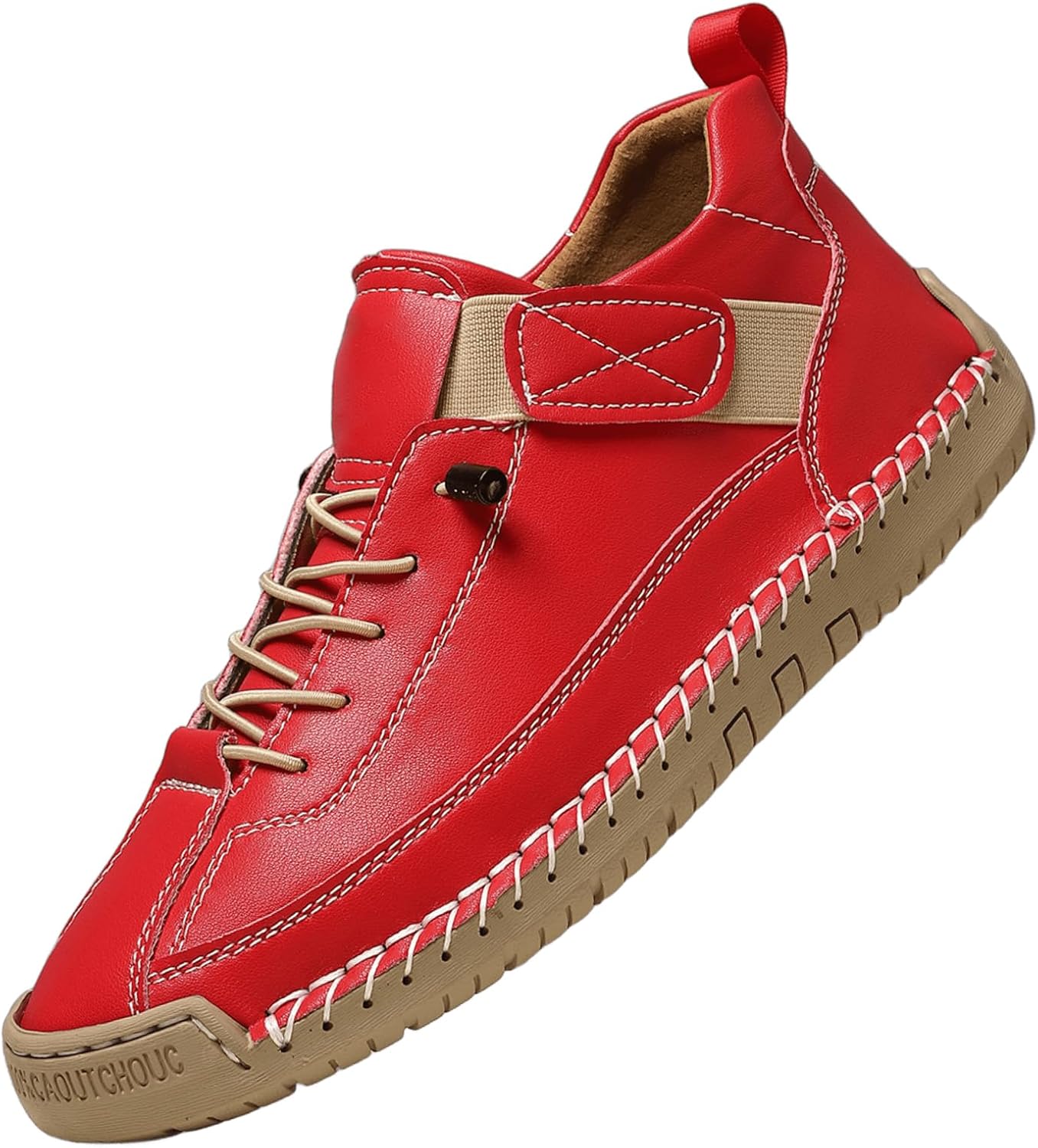 

Мужские кожаные ботинки-чукка на щиколотку, ручная работа, удобная кожаная обувь, слипоны с мягкой ортопедической поддержкой для походов, кемпинга и вождения Generic, красный