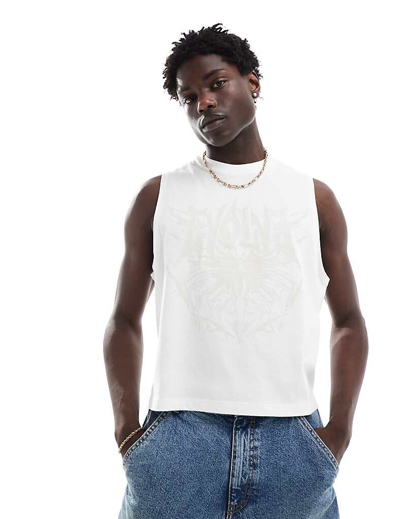 

ASOS DESIGN – белая короткая свободная футболка с принтом в стиле гранж спереди