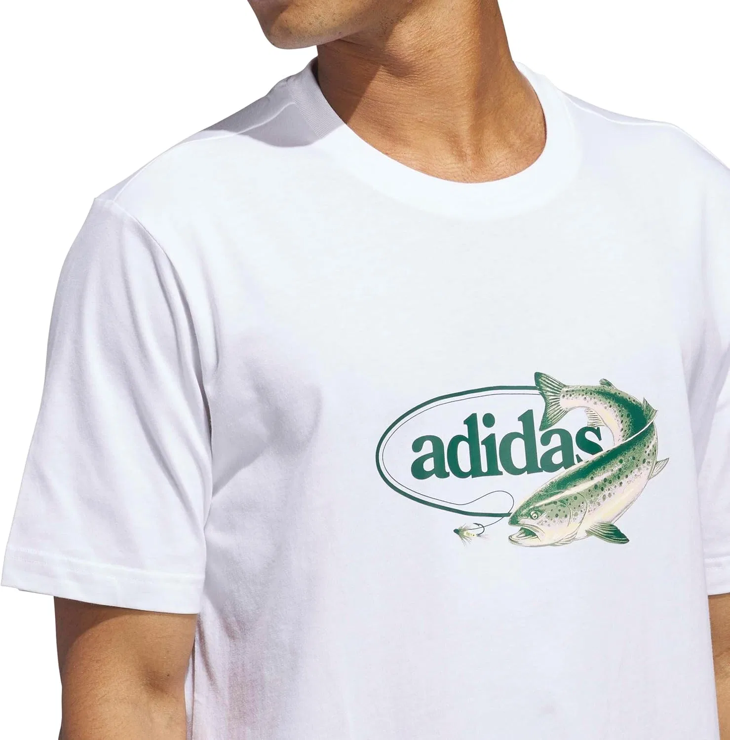 Футболка с рыболовным принтом adidas, белый — фото 4