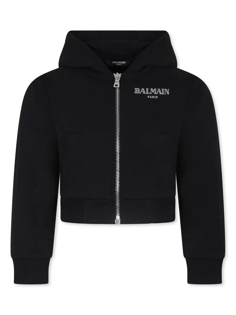 

Куртка на молнии с капюшоном Balmain Kids, черный