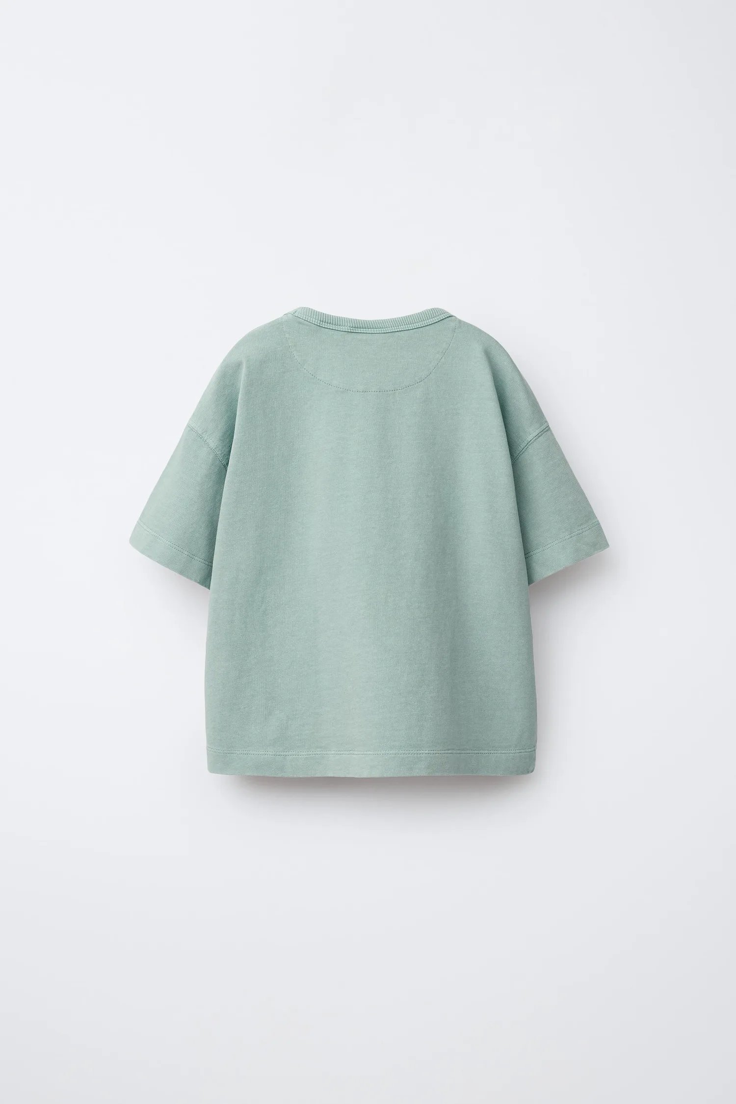 Однотонная футболка, окрашенная методом глажения Zara, зеленый — фото 2