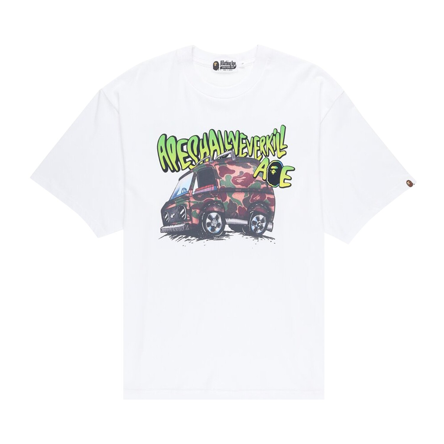 

Футболка с рисунком автомобиля BAPE, Белая