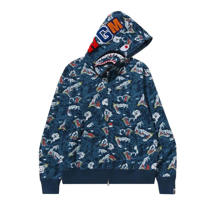 

Худи BAPE Japanese Tattoo Camo Shark Fz Hoodie, Blue