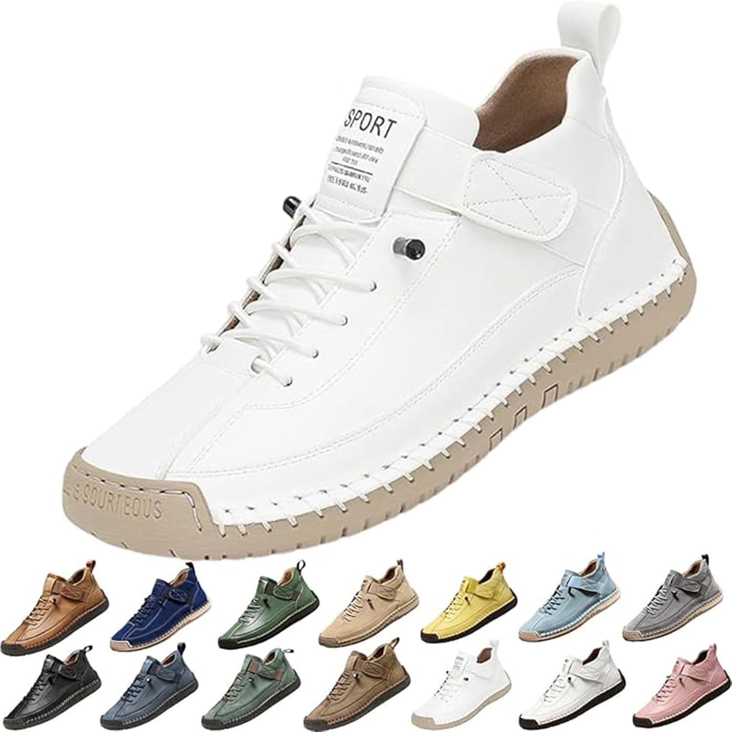 

Комфортные ортопедические кроссовки, повседневные легкие слипоны для спорта, унисекс регулируемые кожаные кроссовки Generic, белый