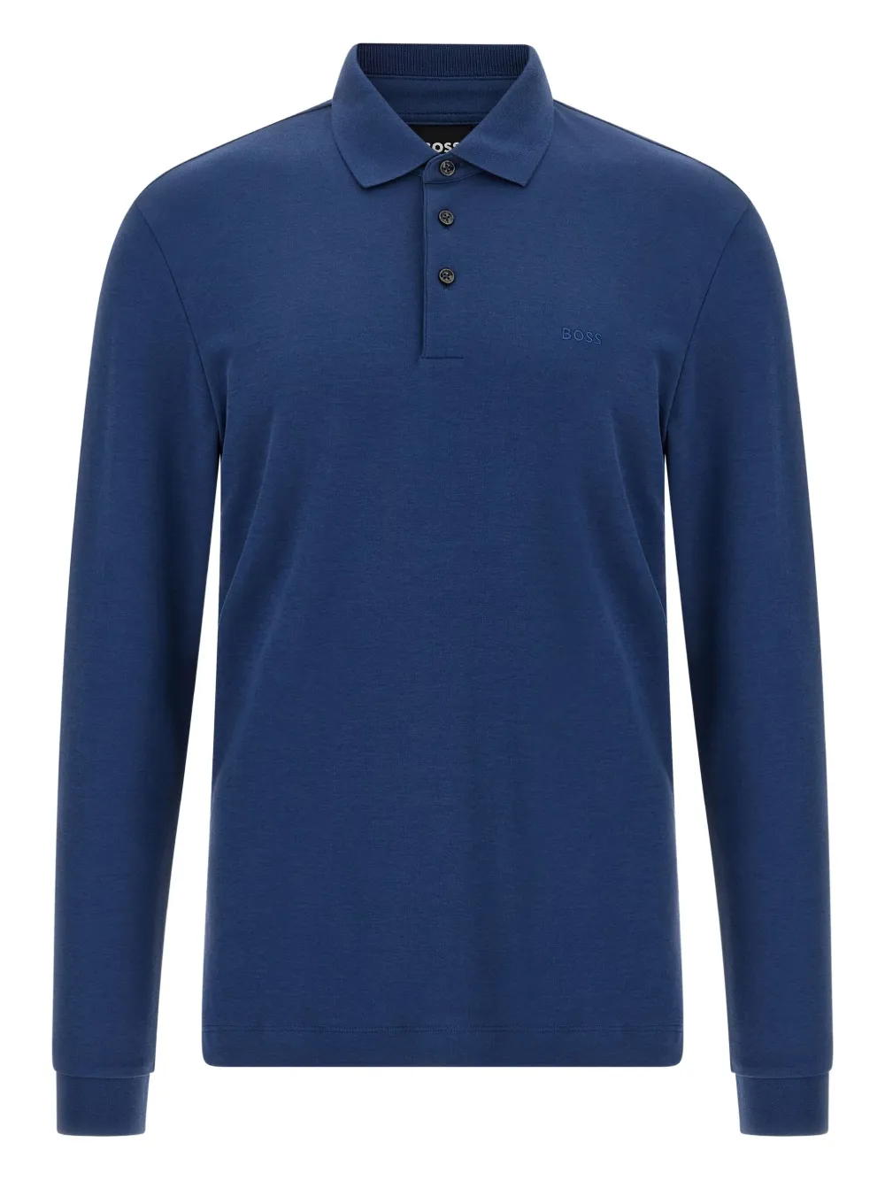 

Поло с длинными рукавами и вышивкой Boss, синий