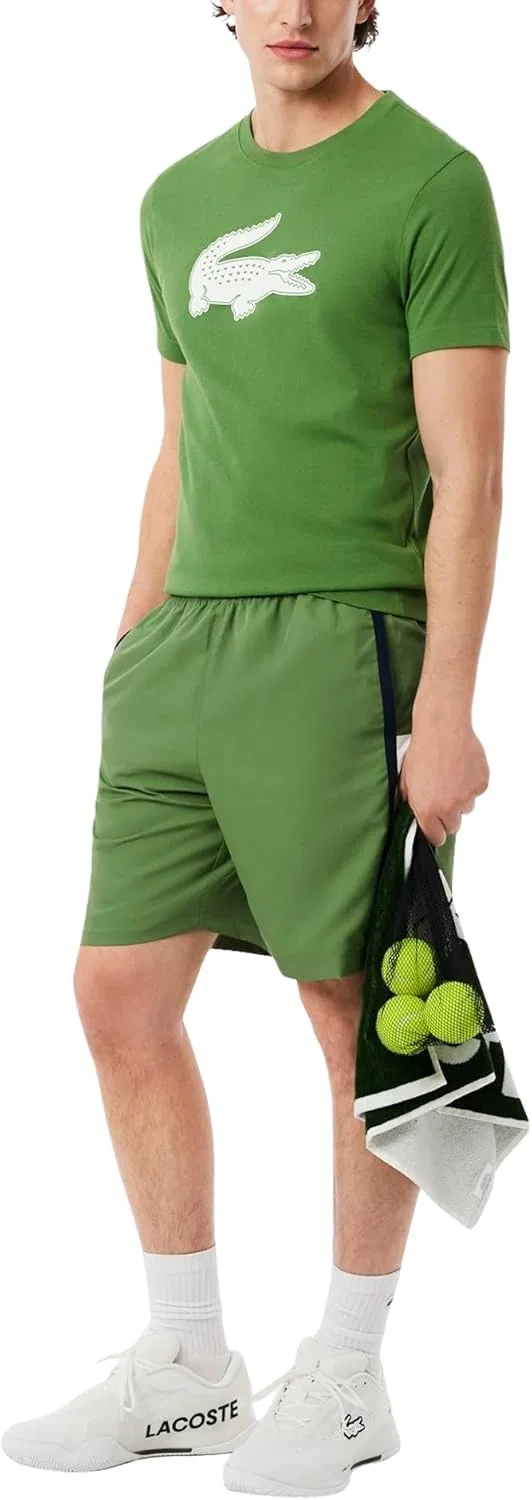 Мужские легкие теннисные шорты Lacoste с цветными полосками — фото 4