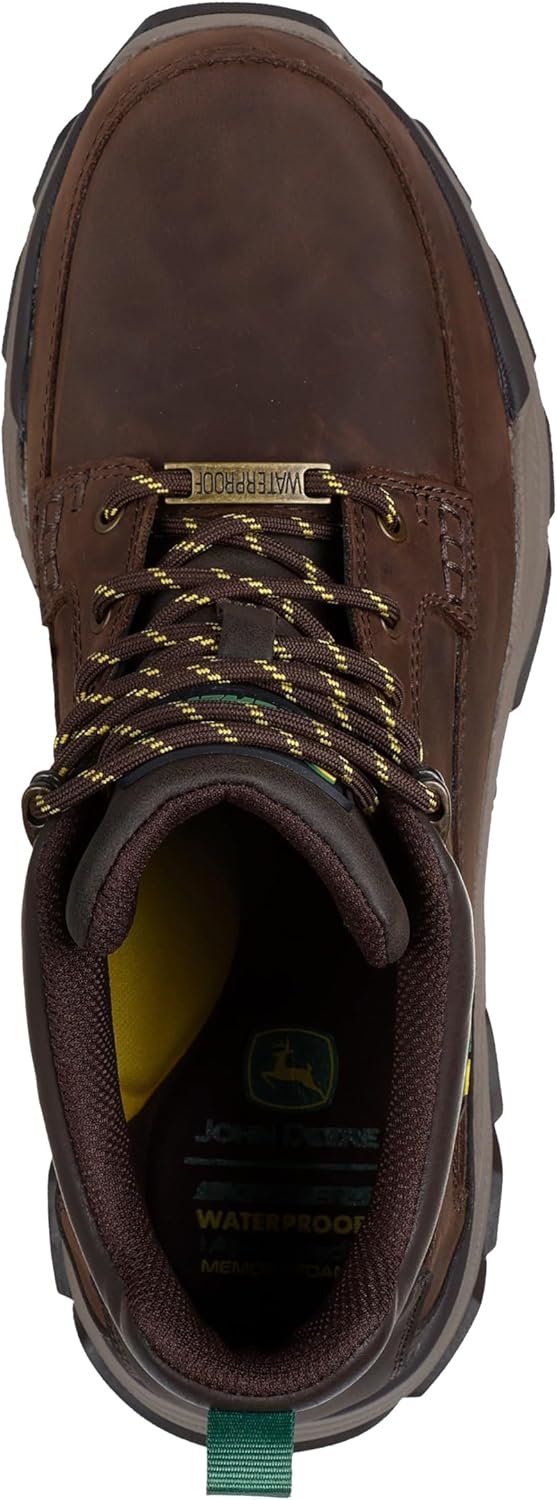 Мужские ботинки Skechers John Deere: Respected - водонепроницаемые кожаные полуботинки на шнуровке средней высоты Landin, темно-коричневый — фото 3
