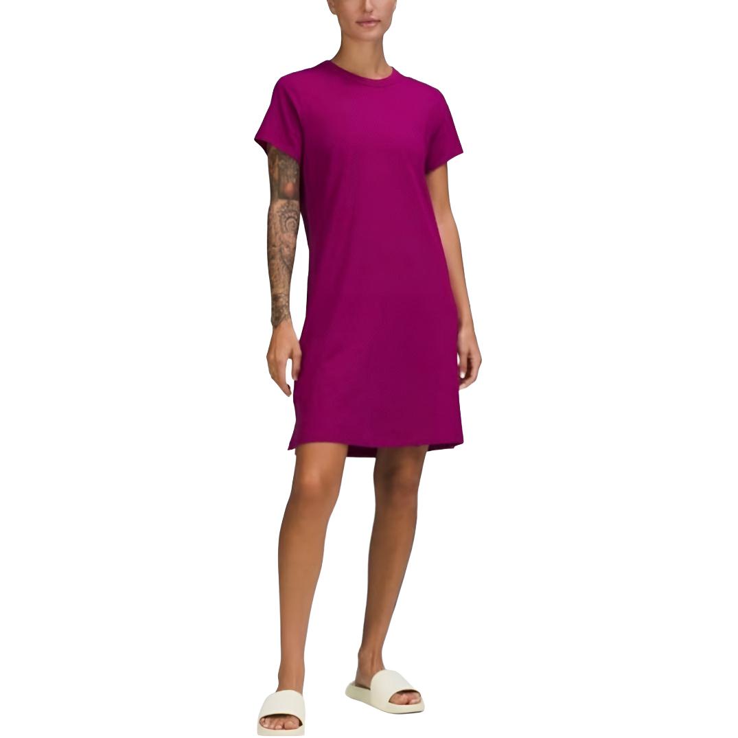 

Женское платье с короткими рукавами Lululemon, розовый фиолетовый/mgpr