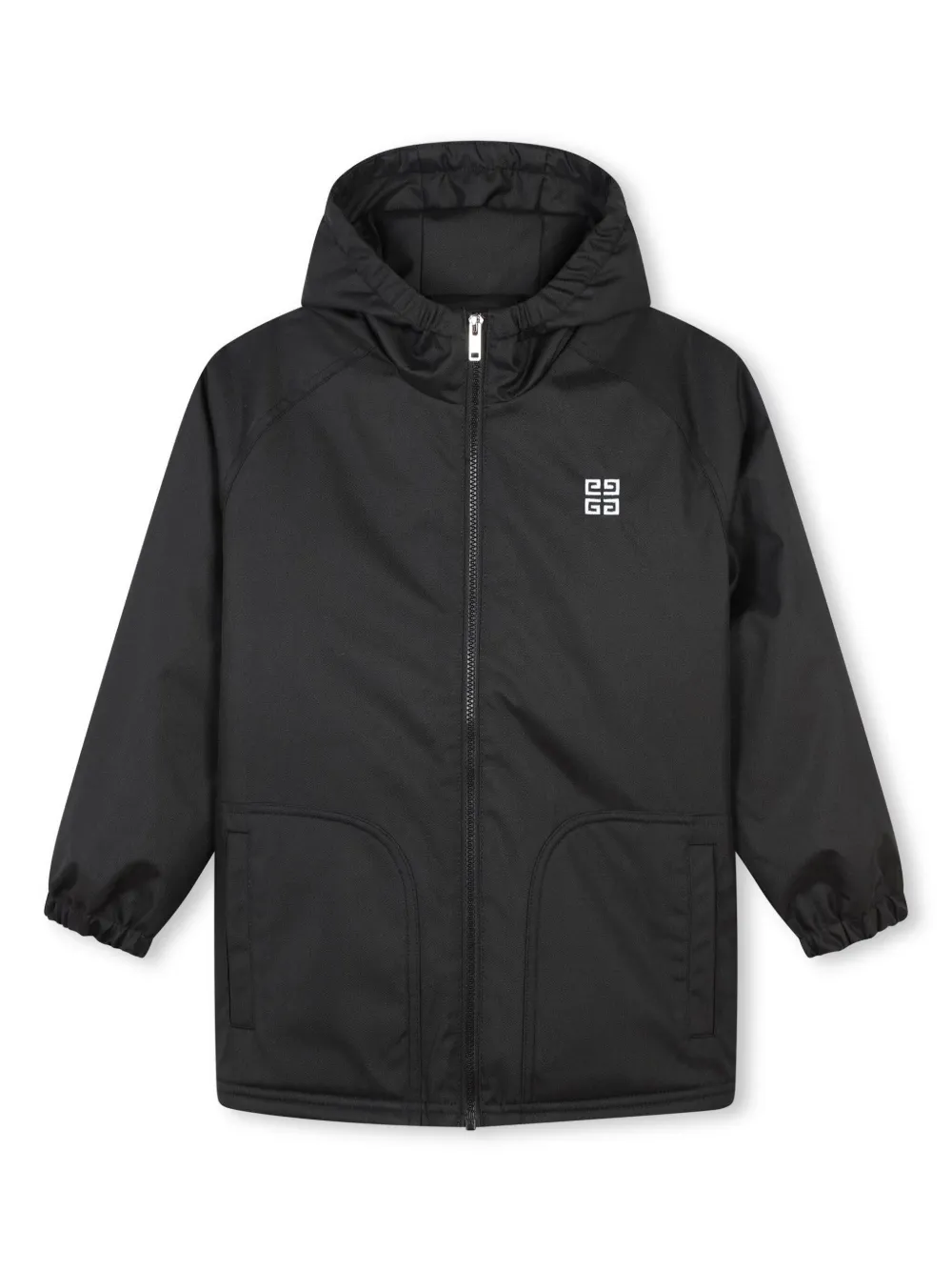 

Пальто с капюшоном и вышитым логотипом Givenchy Kids, черный
