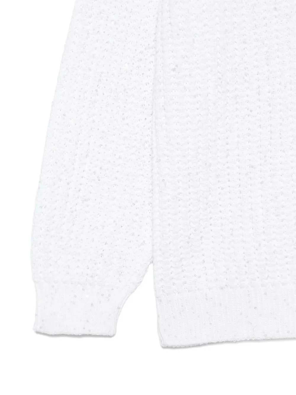 Трикотажный топ с пайетками Brunello Cucinelli Kids, белый — фото 3