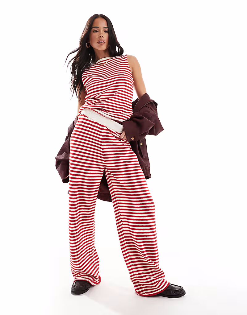 

Широкие трикотажные брюки красного цвета Asos Design