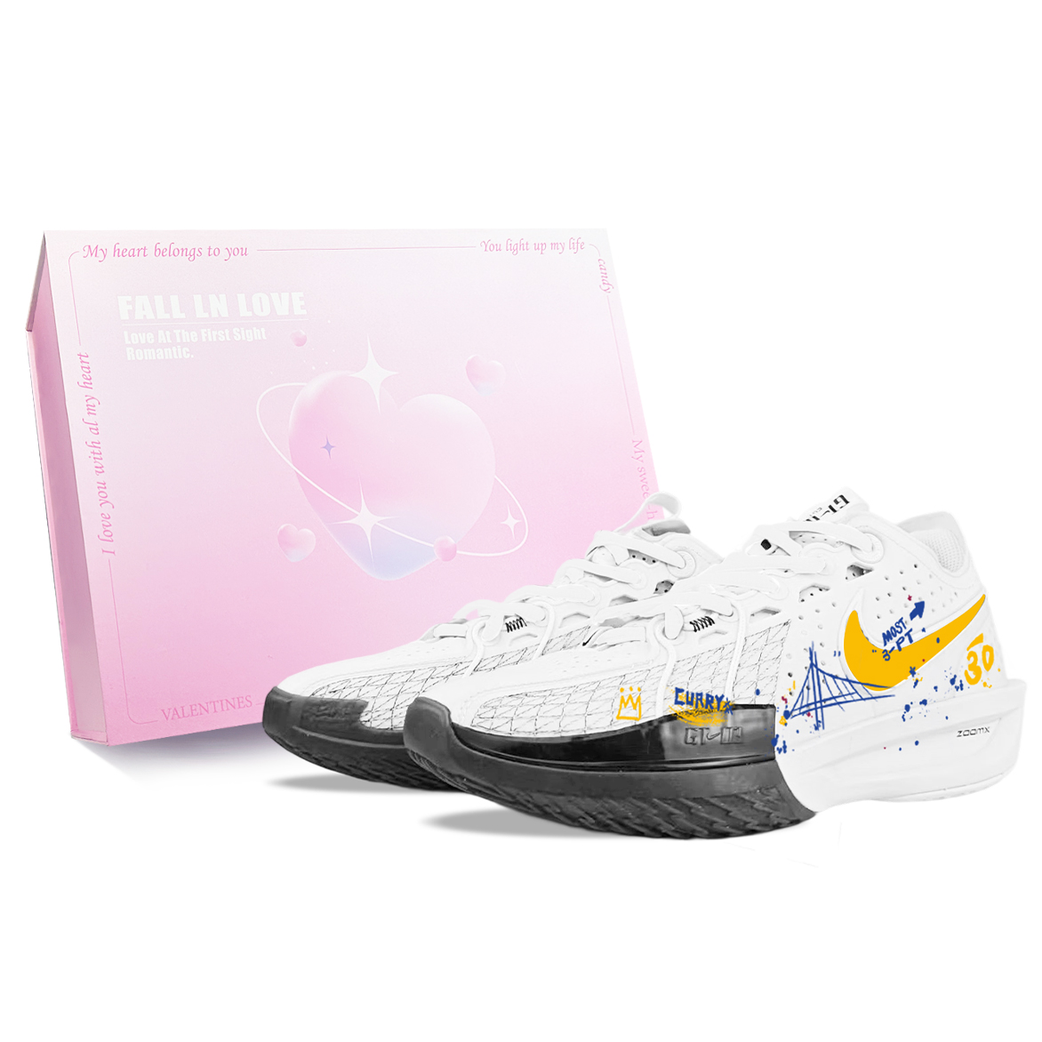 

Nike Кроссовки баскетбольные Air Zoom G.T. Cut 3 EP BNK Curry Graffiti мужские низкие бело-желтые, цвет White Yellow