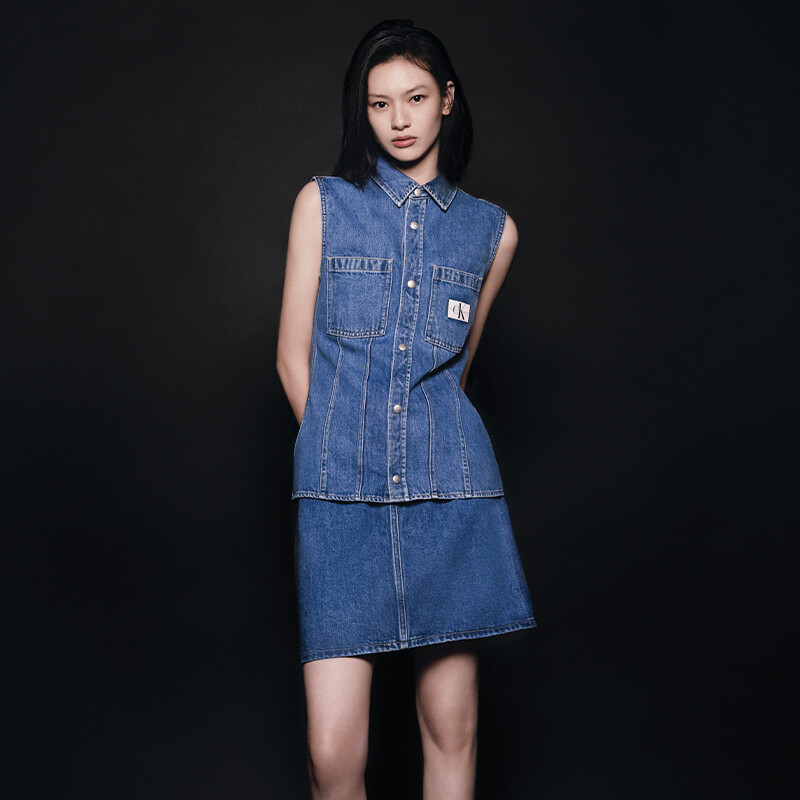 Calvin Klein Женская джинсовая юбка, цвет 1A4 - Denim Blue — фото 3