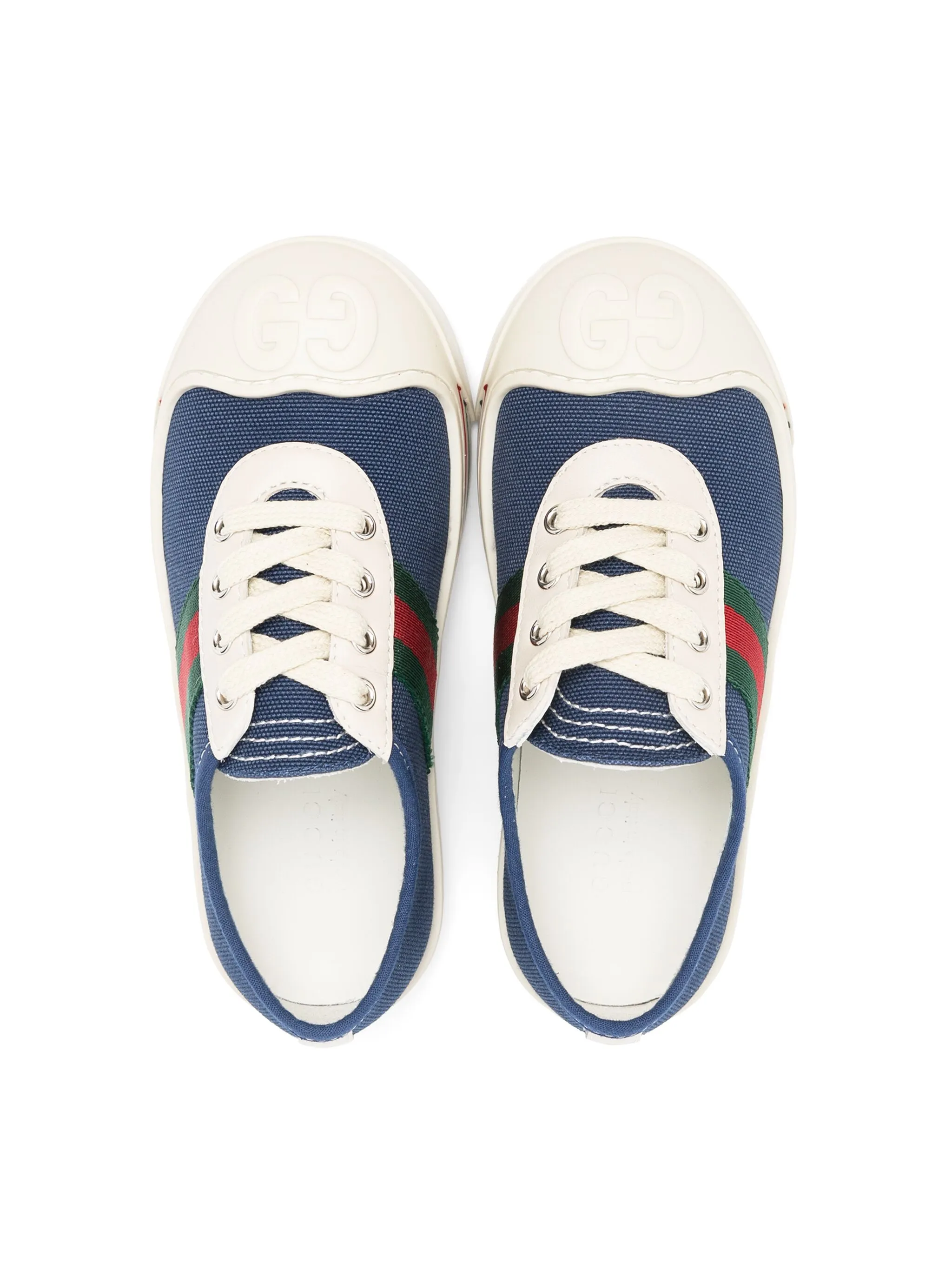 Кеды из канваса с отделкой Web Gucci Kids, синий — фото 3