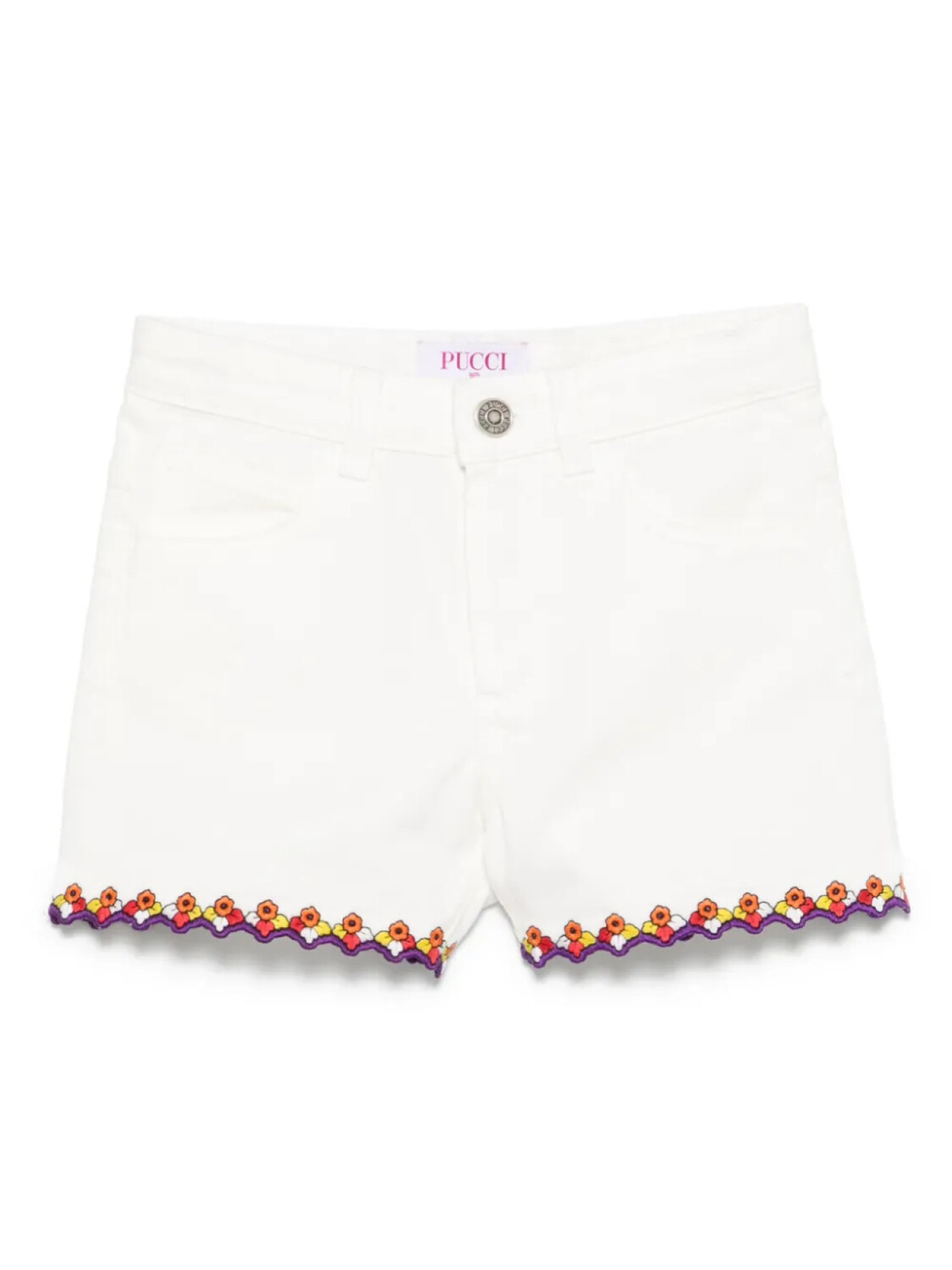 

Шорты PUCCI Junior с цветочной вышивкой, белый