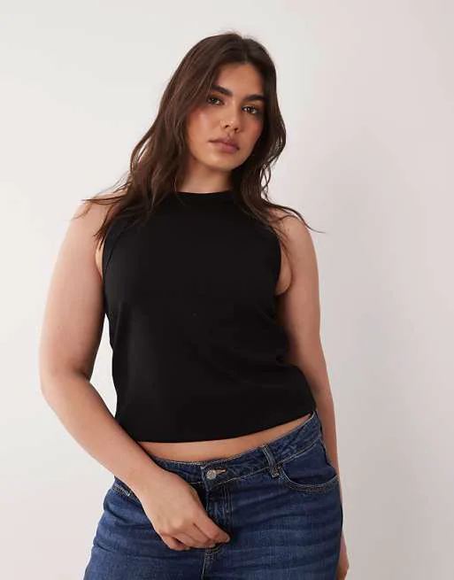 

Черный удлиненный жилет-борцовка ASOS DESIGN Curve