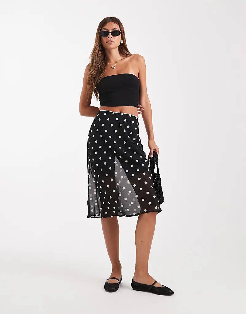 

Прозрачная юбка миди ASOS DESIGN в горошек