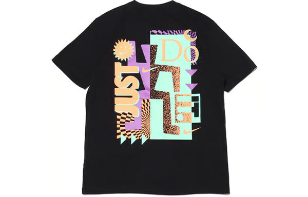 Футболка Men's Nike Contrasting Colors Large Logo Casual Sports Round Neck Short Sleeve Black T-Shirt, мультиколор — фото 2