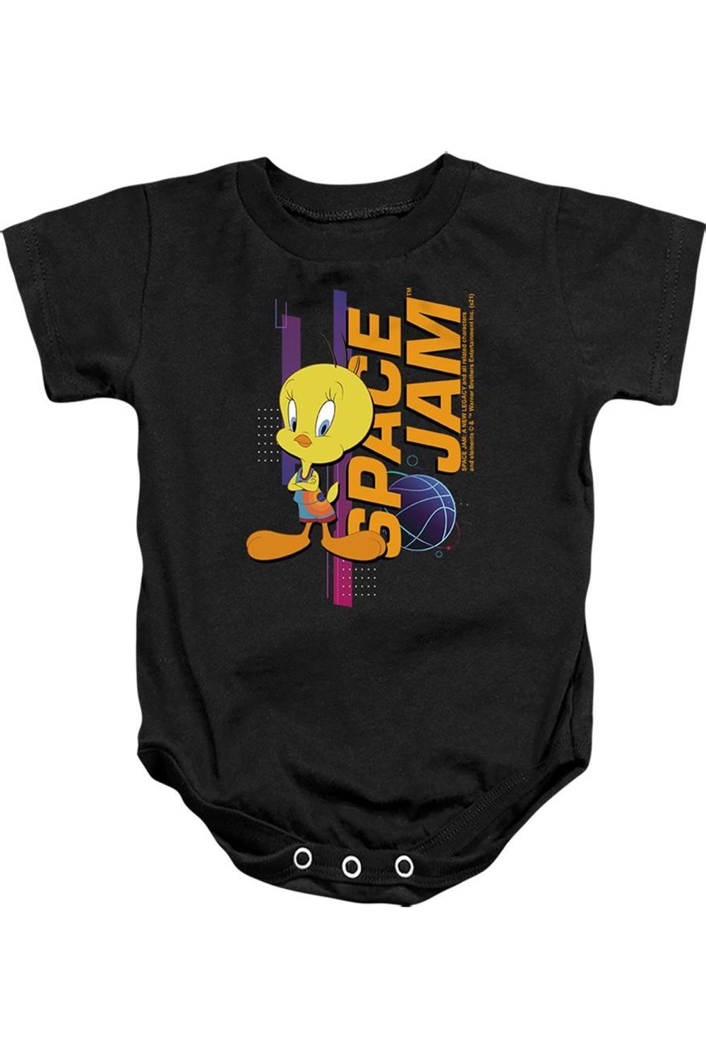 

Детский комбинезон на кнопках с изображением Твити из фильма «Космический джем 2» Gildan, черный