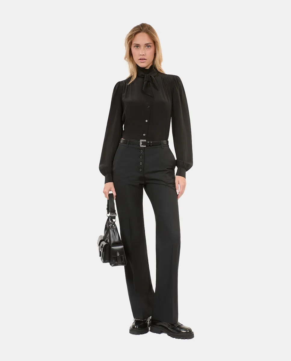 

Женские прямые брюки с застежкой на пуговицы The Kooples, черный
