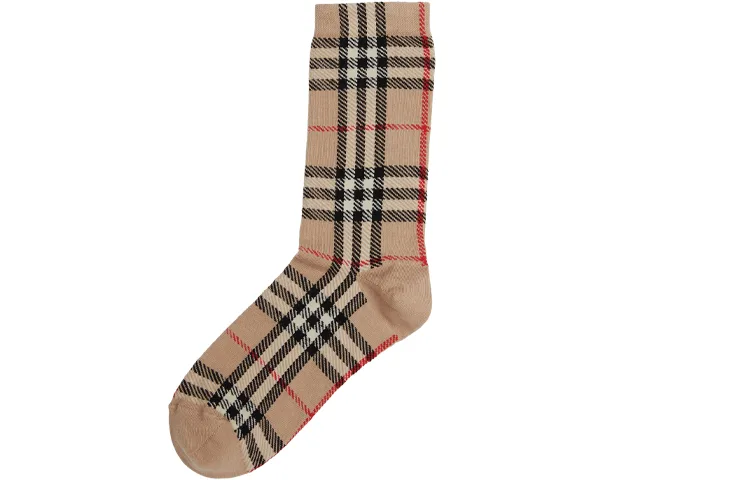 Носки Burberry, женские, клетчатые, бежевый — фото 3